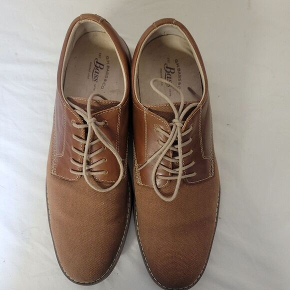 G.H. Bass & Co Patterson Size 11M Brown Leather and Tweed Men’s Lace Up Shoes - Picture 5 of 8
